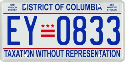 DC license plate EY0833