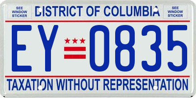 DC license plate EY0835