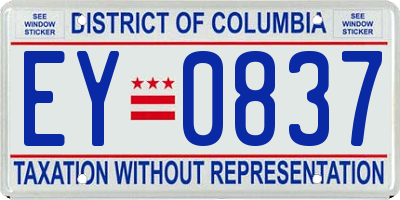 DC license plate EY0837