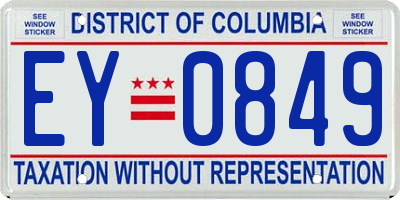 DC license plate EY0849