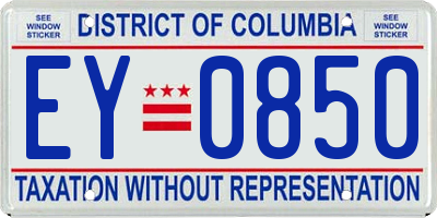 DC license plate EY0850