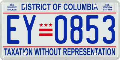 DC license plate EY0853