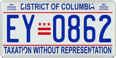 DC license plate EY0862