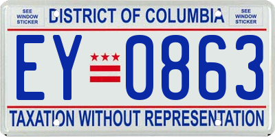 DC license plate EY0863