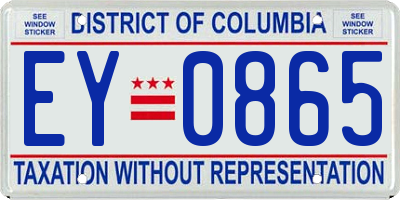 DC license plate EY0865
