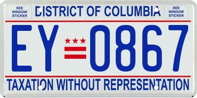 DC license plate EY0867