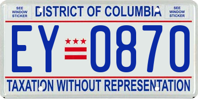 DC license plate EY0870