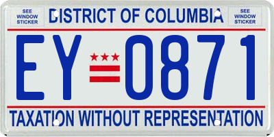 DC license plate EY0871