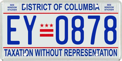 DC license plate EY0878