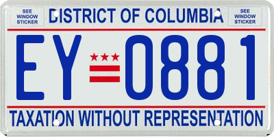 DC license plate EY0881