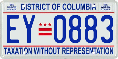 DC license plate EY0883