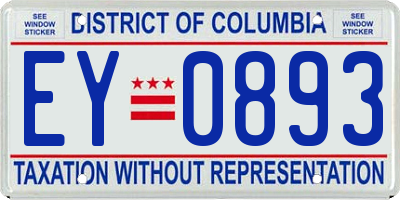 DC license plate EY0893