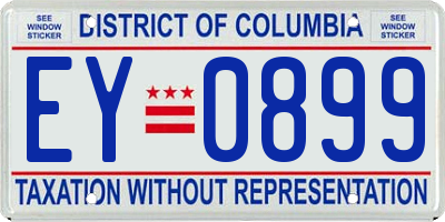 DC license plate EY0899