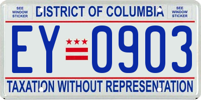 DC license plate EY0903