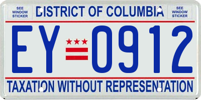 DC license plate EY0912