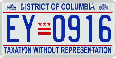 DC license plate EY0916