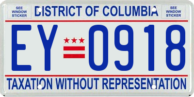 DC license plate EY0918