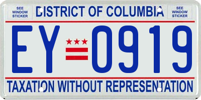 DC license plate EY0919