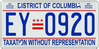 DC license plate EY0920