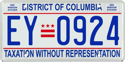 DC license plate EY0924