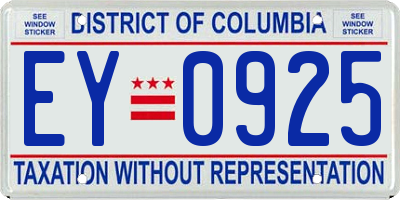 DC license plate EY0925