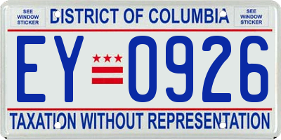 DC license plate EY0926