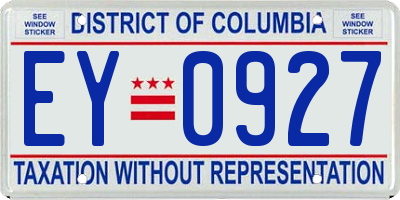 DC license plate EY0927