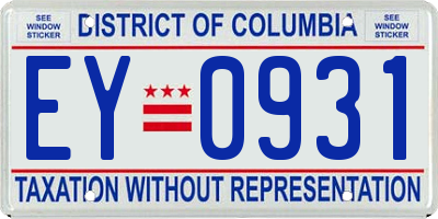 DC license plate EY0931