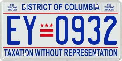 DC license plate EY0932