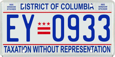 DC license plate EY0933