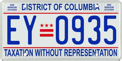 DC license plate EY0935