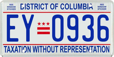 DC license plate EY0936