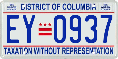 DC license plate EY0937