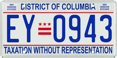 DC license plate EY0943