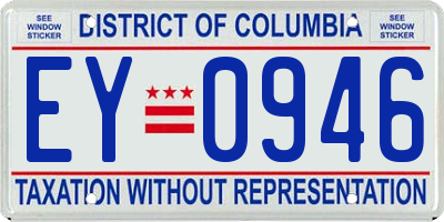 DC license plate EY0946