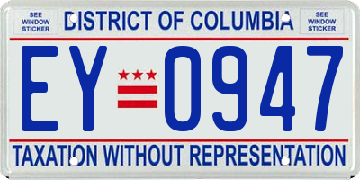 DC license plate EY0947