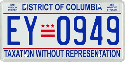 DC license plate EY0949