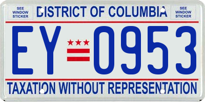 DC license plate EY0953