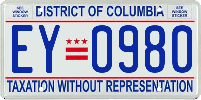 DC license plate EY0980