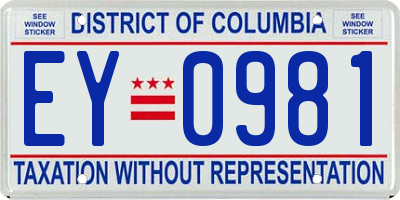 DC license plate EY0981