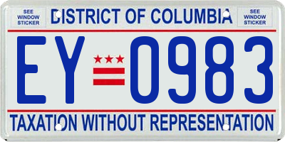 DC license plate EY0983