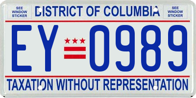 DC license plate EY0989