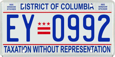 DC license plate EY0992