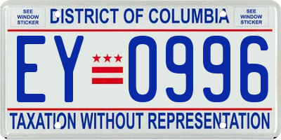 DC license plate EY0996