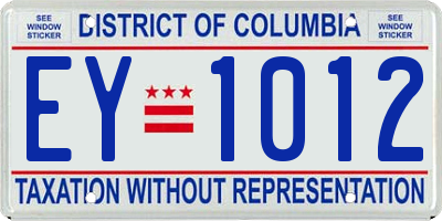 DC license plate EY1012