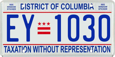 DC license plate EY1030