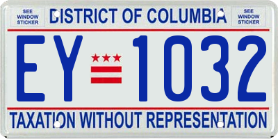DC license plate EY1032