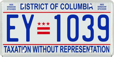 DC license plate EY1039