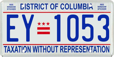 DC license plate EY1053