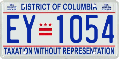 DC license plate EY1054